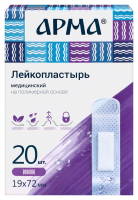 ПЛАСТЫРЬ АРМА бакт Полимерный (прозрачный) 19х72мм №20