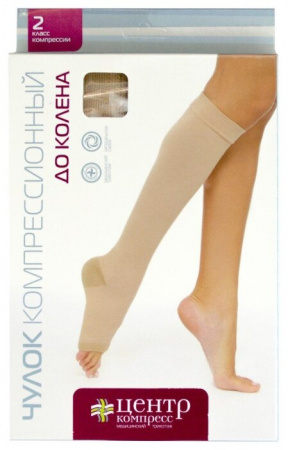 ЧУЛОК ЦЕНТР КОМПРЕСС ЧККВ ЦК До колена/откр (2кл/крем) 1шт р.6