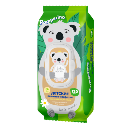 PAMPERINO САЛФЕТКИ ВЛАЖНЫЕ ДЕТСКИЕ С ЭКСТРАКТОМ РОМАШКИ N120