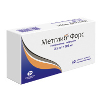МЕТГЛИБ ФОРС 2,5 МГ + 500 МГ N30 ТАБЛ П/ПЛЕН/ОБОЛОЧ