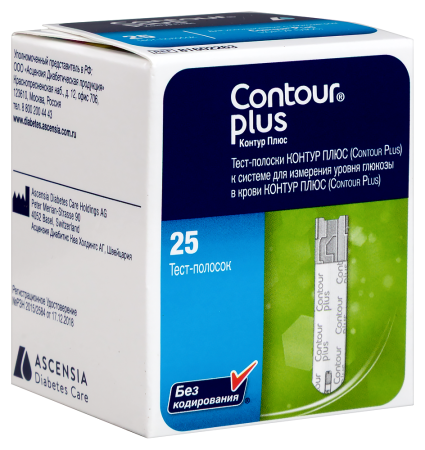 ТЕСТ-ПОЛОСКИ к глюкометру КОНТУР ПЛЮС №25