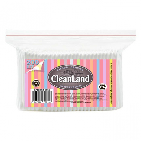 ВАТНЫЕ ПАЛОЧКИ CLEANLAND N200 (пакет)