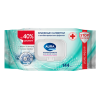 АУРА Салфетки влаж №144 Family (антибактер/крышка)