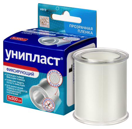 ПЛАСТЫРЬ УНИПЛАСТ катушка 5х500см (пленоч/прозр)