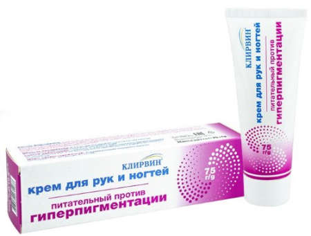 КЛИРВИН крем для рук и ногтей 75мл питательный против пигментации для осветления кожи