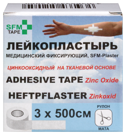 ПЛАСТЫРЬ SFM катушка 3х500см (ткан/картон уп)