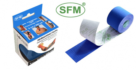 ЛЕНТА КИНЕЗИОЛОГИЧЕСКАЯ SFM-PLASTER Хлопок 10смх500cм (синий)