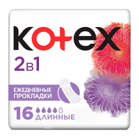 KOTEX Прокладки ежедневные 2в1 длинные №16