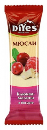 БАТОНЧИК-МЮСЛИ ДИYES Клюква-Малина (в йогурте) 25г