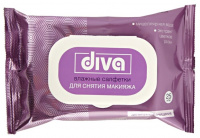 DIVA САЛФЕТКИ ВЛАЖ ДЛЯ СНЯТИЯ МАКИЯЖА С МИЦЕЛЛЯРНОЙ ВОДОЙ И ЭКСТРАКТОМ ЦВЕТКОВ РОЗЫ N25