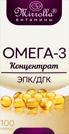 МИРРОЛЛА ОМЕГА 3 КОНЦЕНТРАТ МИРРОЛЛА N100 КАПС МАССОЙ 370МГ