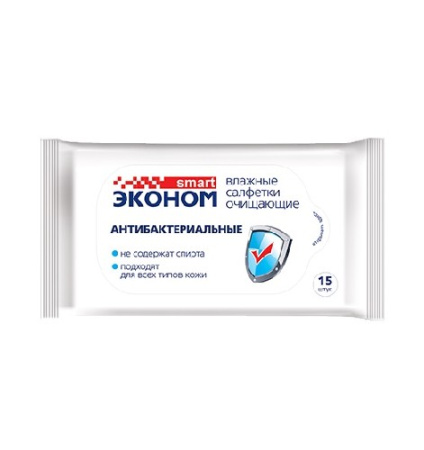 САЛФЕТКИ влаж SMART ЭКОНОМ №15 Антибактериальные