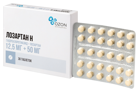 ЛОЗАРТАН-Н таб 50+12,5мг №30  ОЗОН
