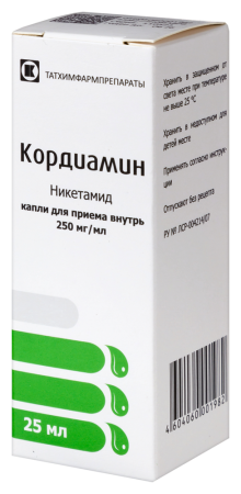 КОРДИАМИН капли 25% 25мл  Татхимфарм