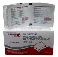 САЛФЕТКА СПИРТОВАЯ Soyus 3х6,5см №100