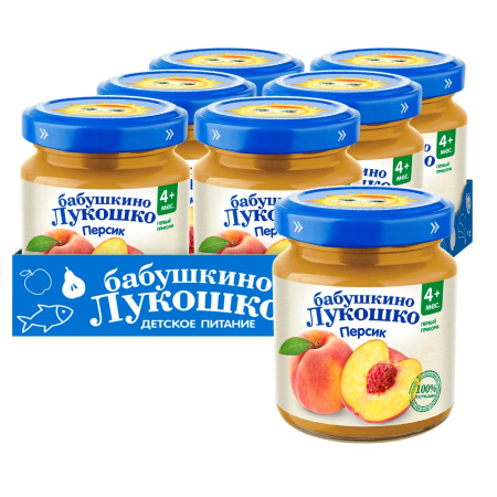 БАБУШКИНО ЛУКОШКО ПЮРЕ Персик (б/сах) 100г