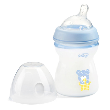 ЧИККО Бутылка Natural feeling сил/соск с флекс (2+) 250мл голубая