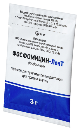 Фосфомицин-ЛекТ пор д/приг р-ра д/внут прим 3 г пак 8 г х1