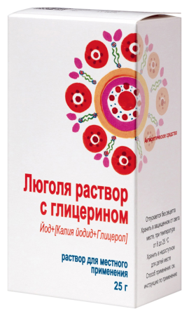 ЛЮГОЛЯ РАСТВОР С ГЛИЦЕРИНОМ 25,0 ФЛАК Р-Р Д/МЕСТ ПРИМ+НАСАДКА-РАСПЫЛИТЕЛЬ/КФФ
