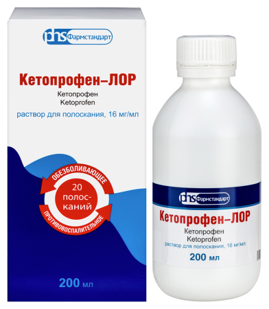 КЕТОПРОФЕН-ЛОР р-р д/полоск 16мг/мл 200мл