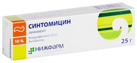 СИНТОМИЦИНА линимент 10% 25г  Нижфарм #