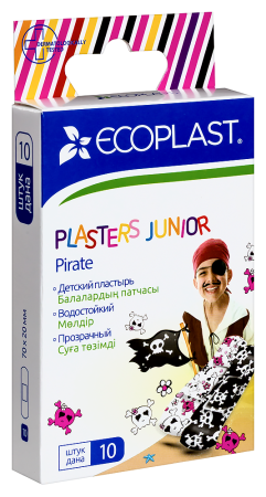 ПЛАСТЫРЬ ECOPLAST Набор Полимерный Junior Pirate 70х20мм №10