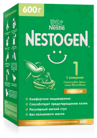 НЕСТЛЕ NESTOGEN 1 сухая молочная смесь с Омега-3 ПНЖК и лактобактериями 600г