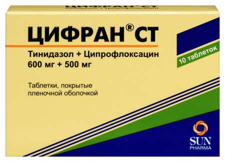 Цифран СТ табл п/о плен 600 мг +500 мг х10