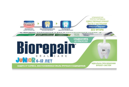 БИОРЕПЕЙР BIOREPAIR зубная паста Детская Junior 6-12 лет сладкая мята 75мл